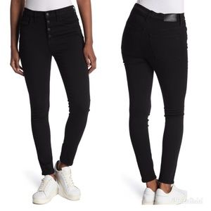 Madewell 9” Mid-Rise Skinny Button Fly Jeans in Black | Size: 26